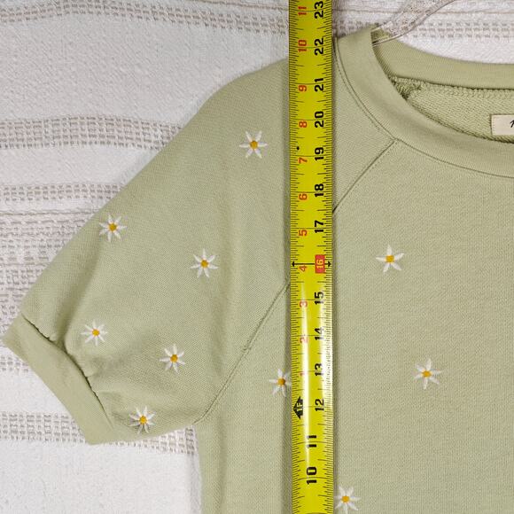 Madewell Green Daisy Embroidered Cropped Shirt Size XXS - Picture 4 of 7
